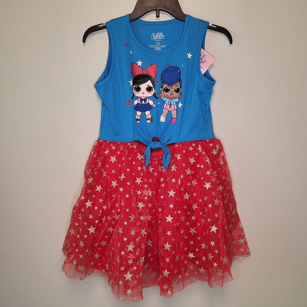LOL Surprise Americana Dress Sleeveless Front Tie Tulle Glitter Skirt